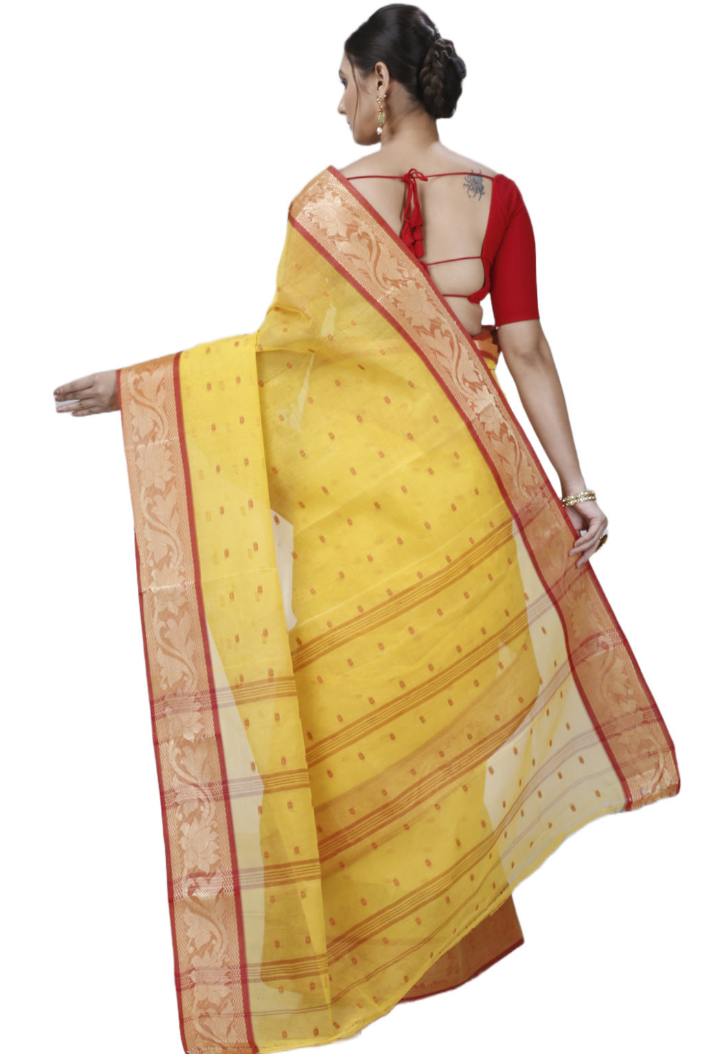 Yellow Pure Cotton Unnati Tant Saree (1173)